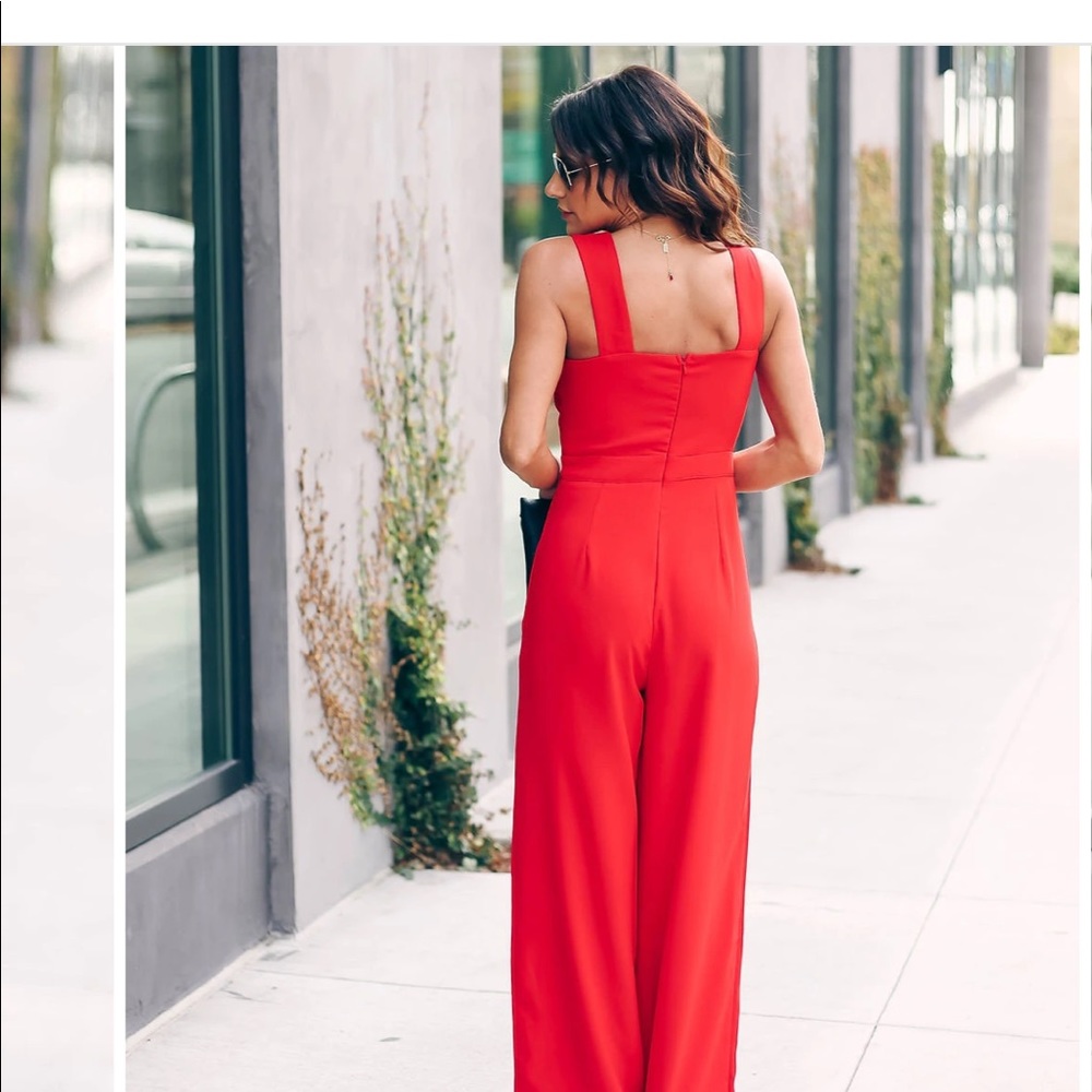 COPY ❤️ Red Bow Jumpsuit /Vici, Size Small, Holiday Cocktail 🍸 Party, NWT - Picture 7 of 16